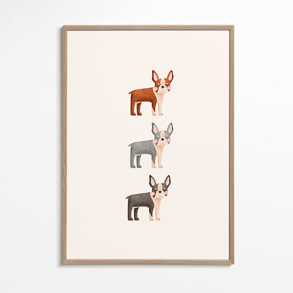 Artwork Drie Boston Terriers