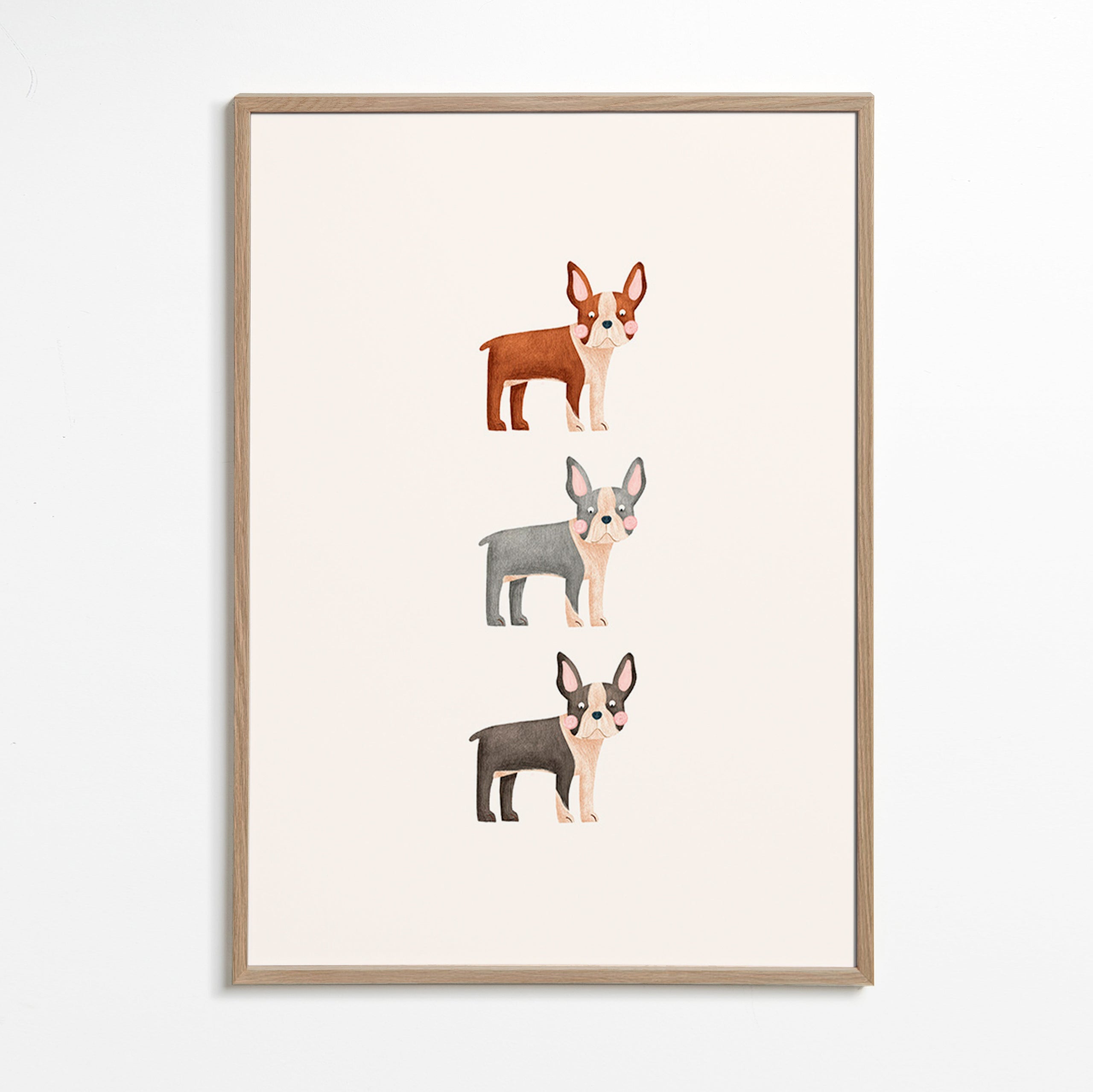 Artwork Drie Boston Terriers