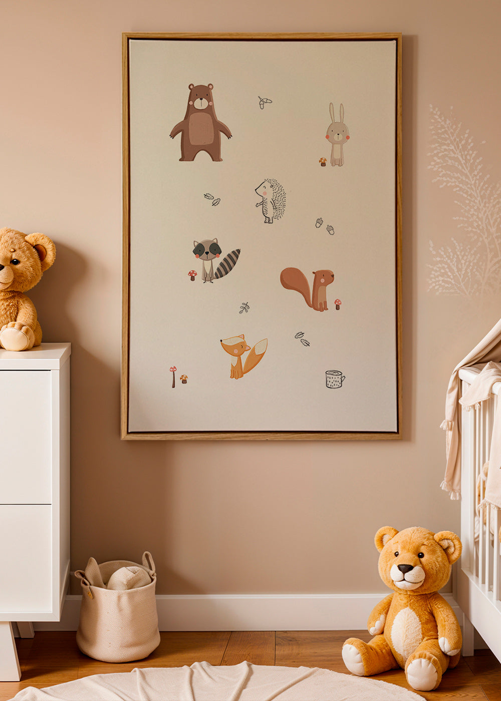 Kinderbild Waldtiere in sanften Pastelltönen