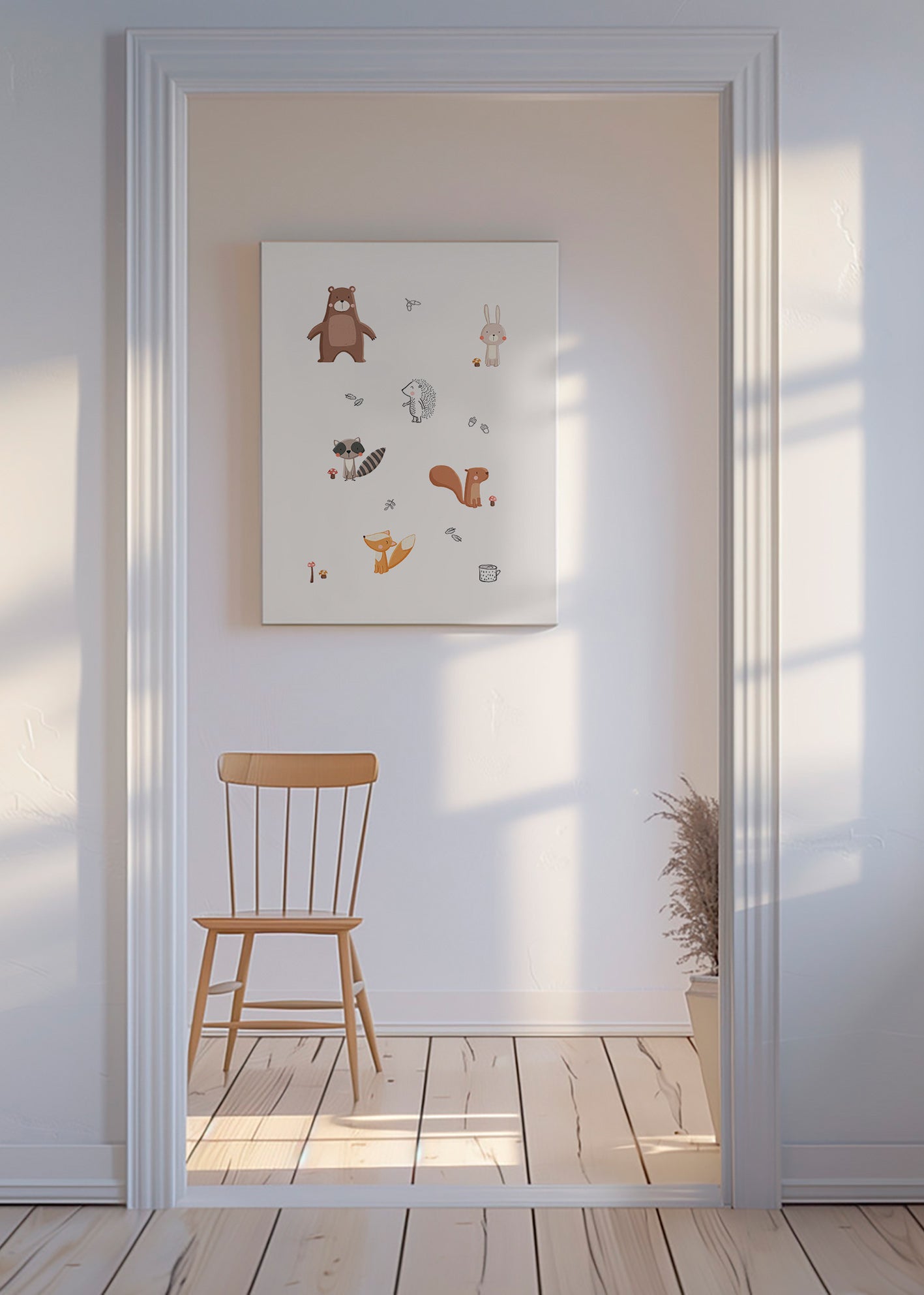 Kinderbild Waldtiere in sanften Pastelltönen