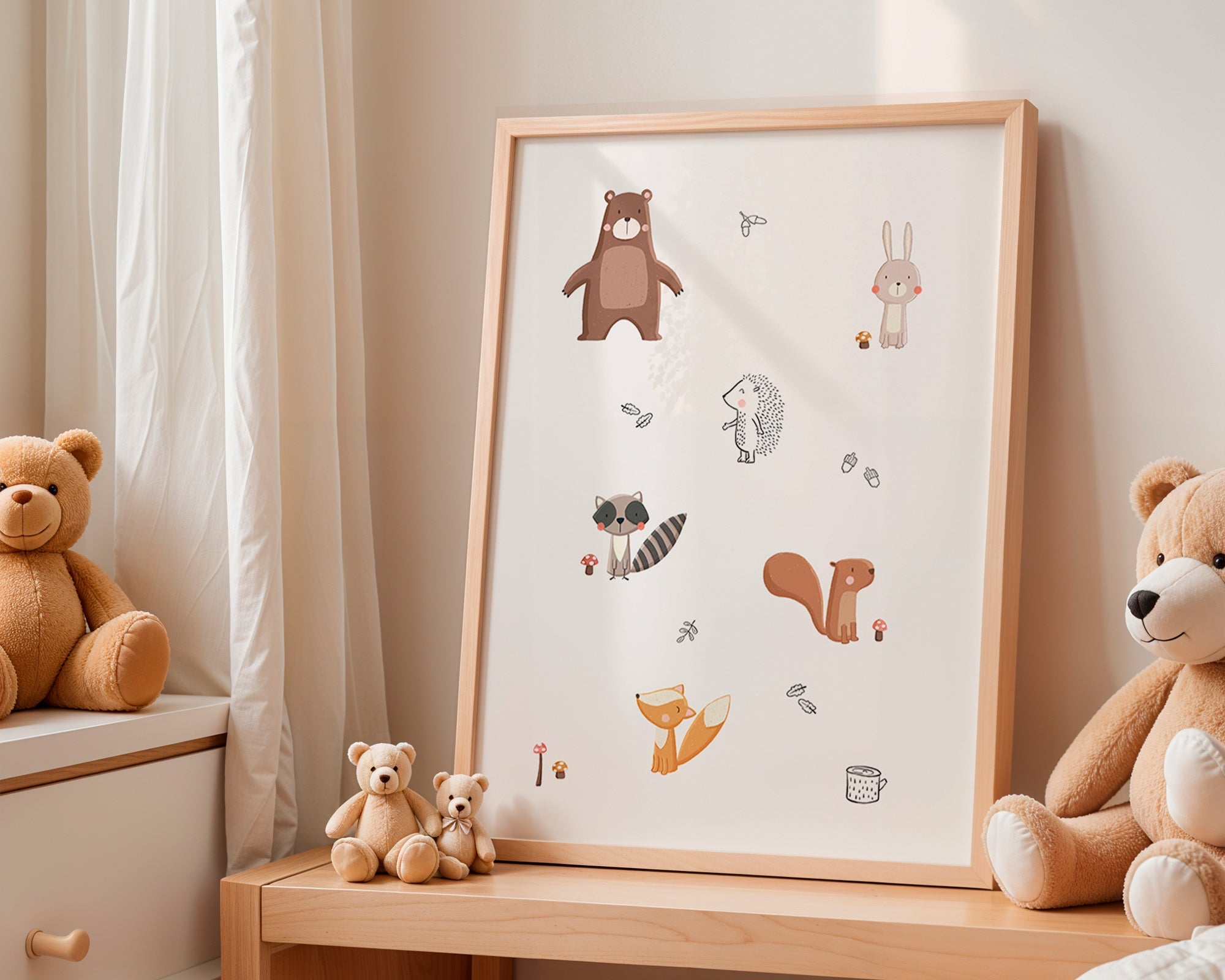 Kinderbild Waldtiere in sanften Pastelltönen
