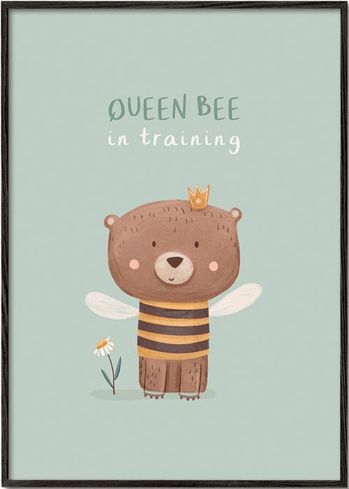 Kinderposter Beer 'Queen Bee' met kroon