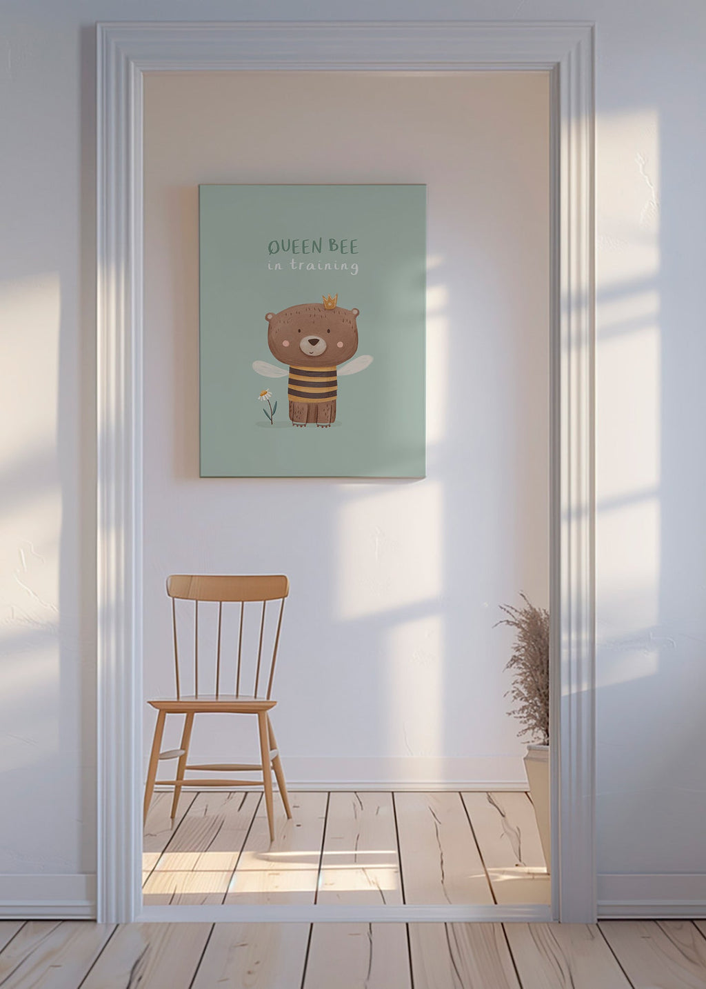 Kinderposter Beer 'Queen Bee' met kroon
