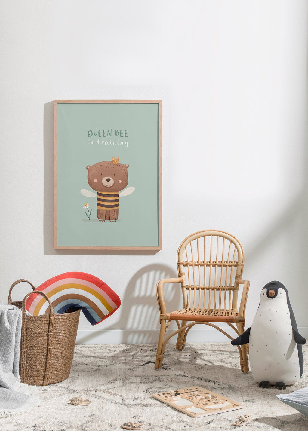 Kinderposter Beer 'Queen Bee' met kroon