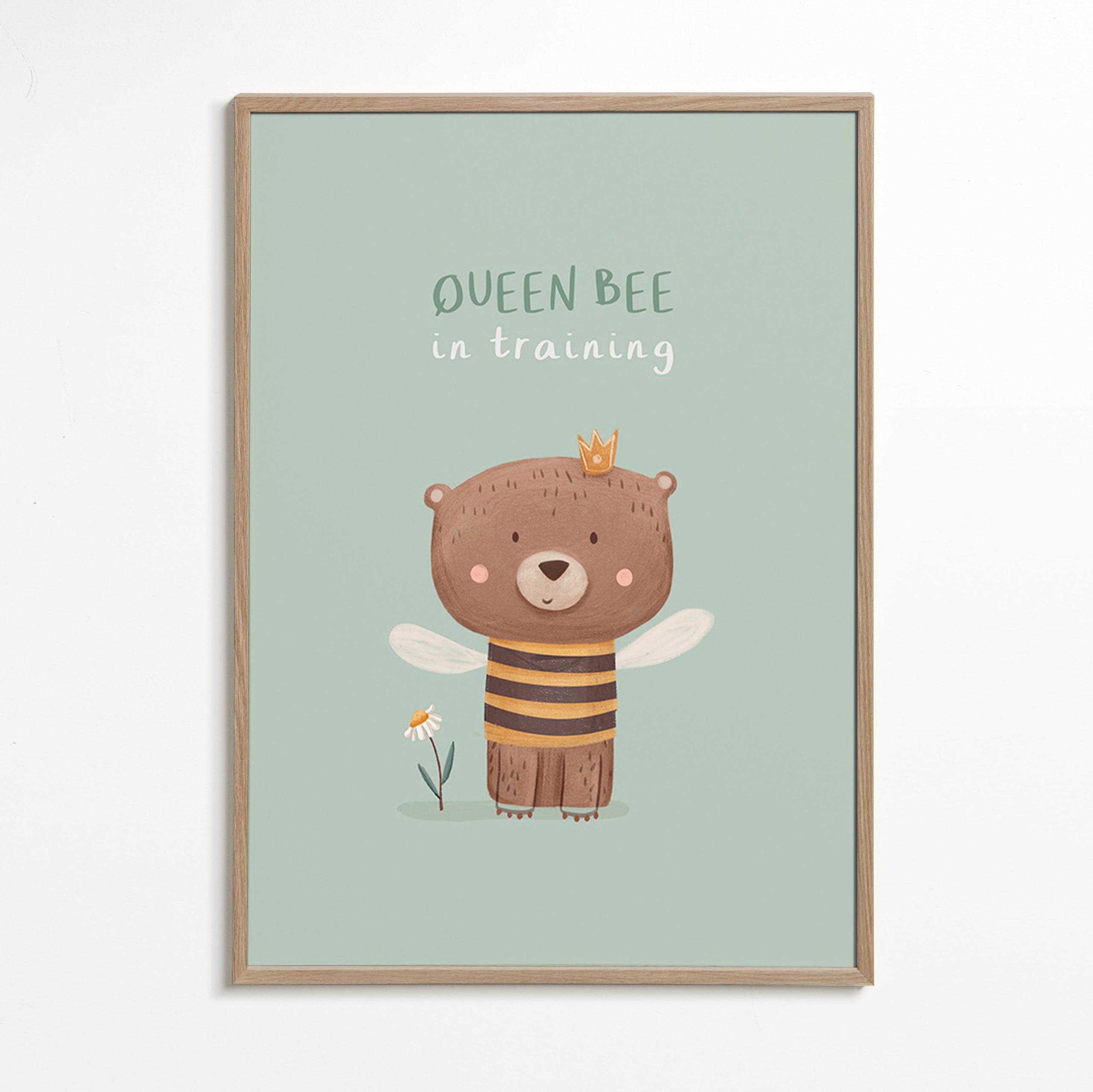 Kinderposter Beer 'Queen Bee' met kroon