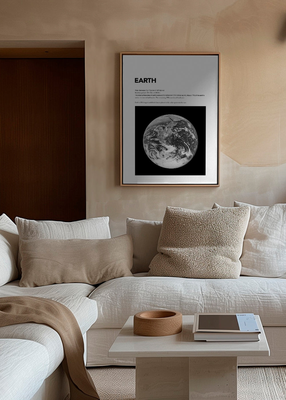 Zwart-wit kunst Aarde foto met wolktextuur