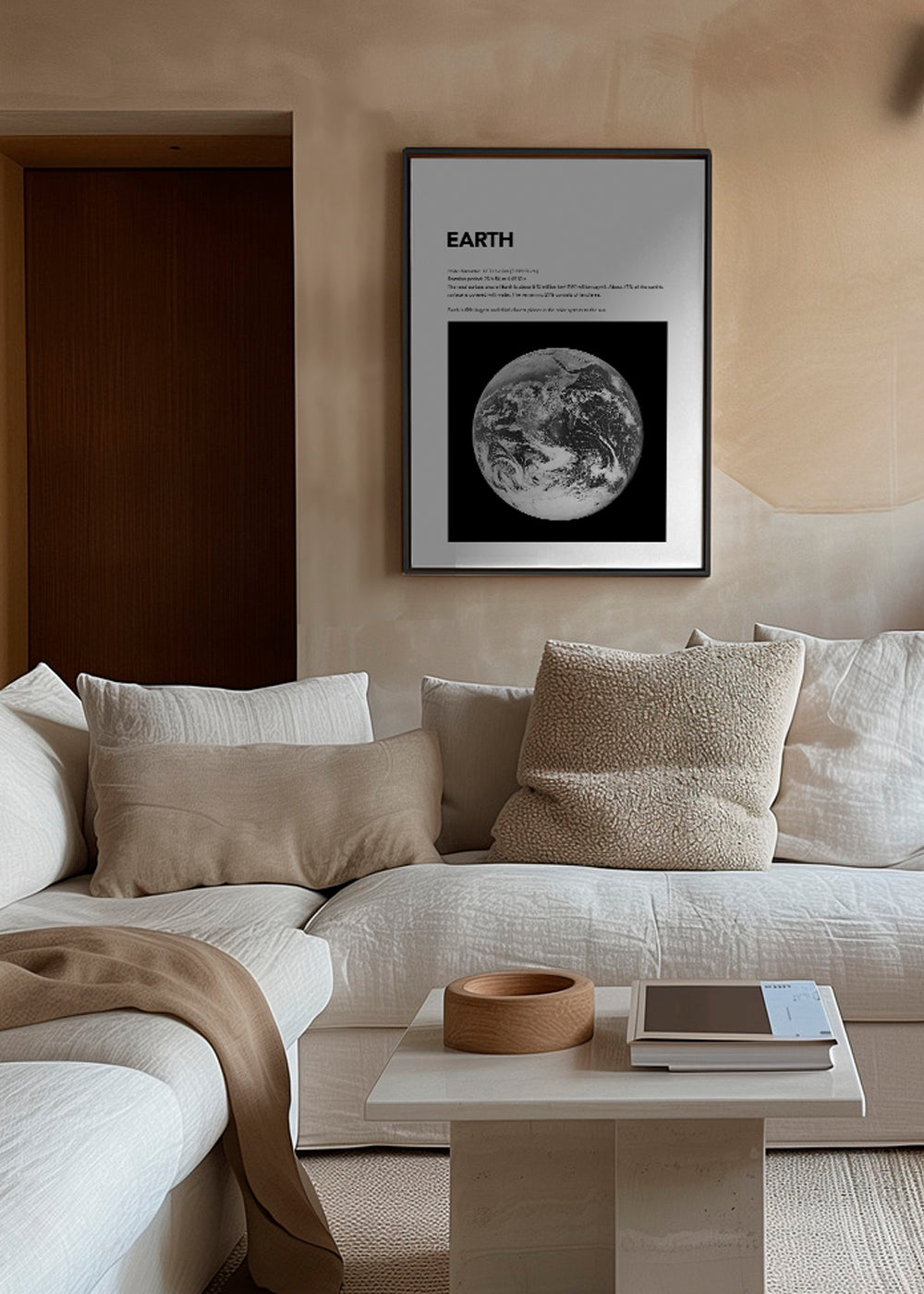 Zwart-wit kunst Aarde foto met wolktextuur