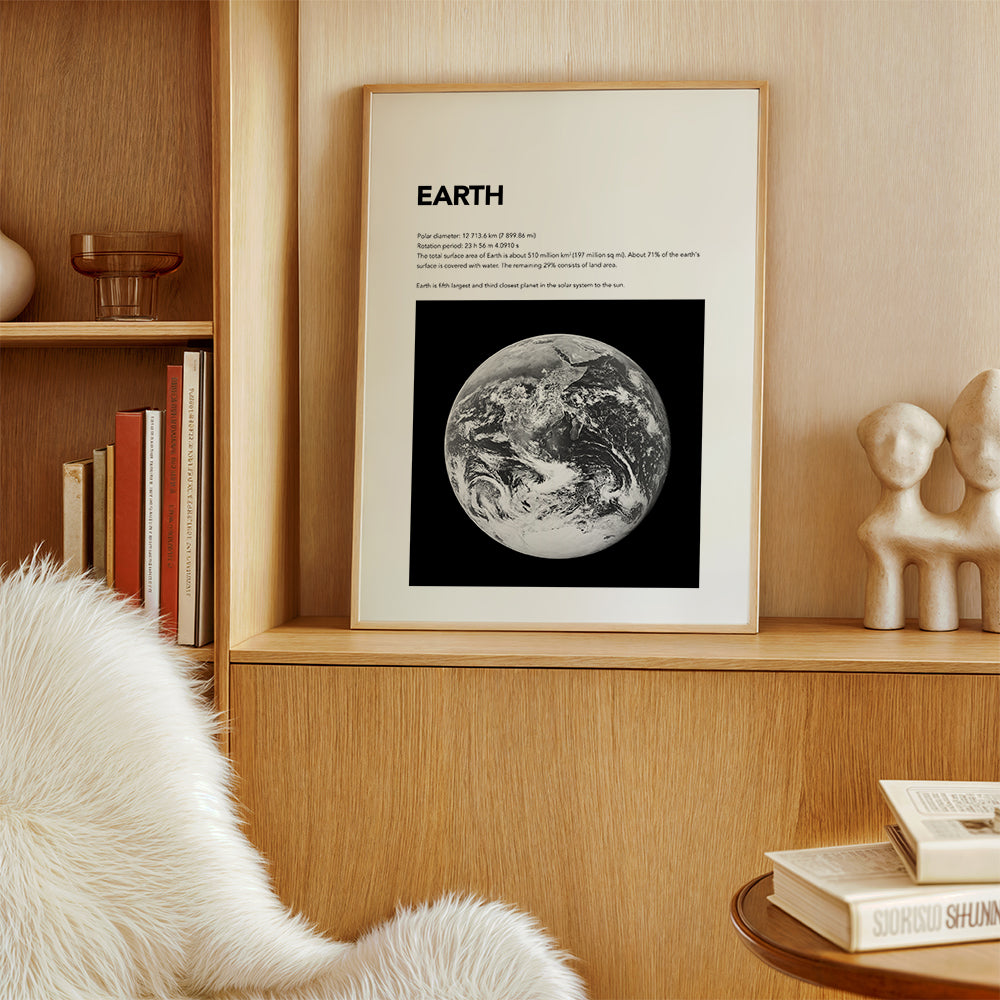 Zwart-wit kunst Aarde foto met wolktextuur