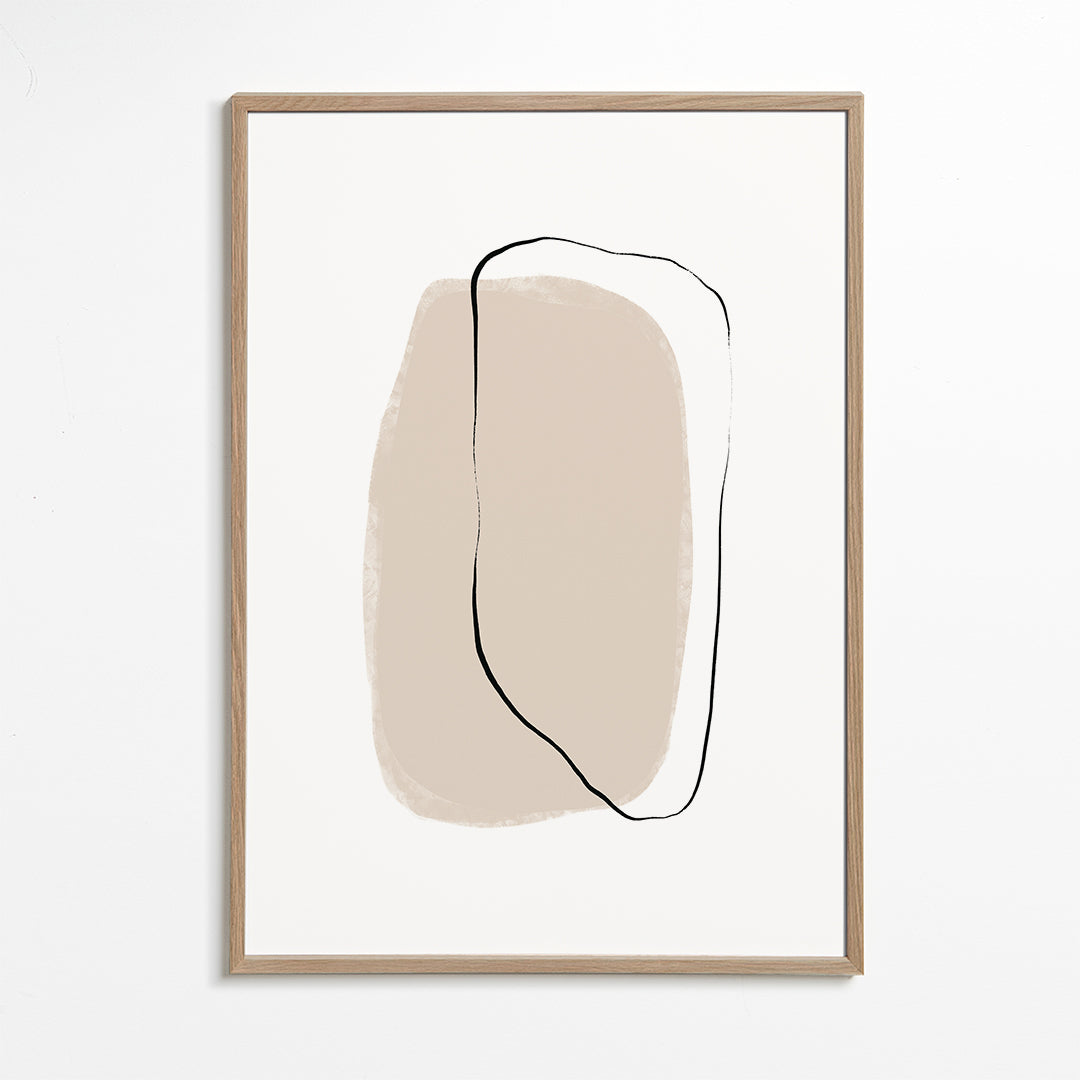 Minimalistisch beige lijnkunstwerk