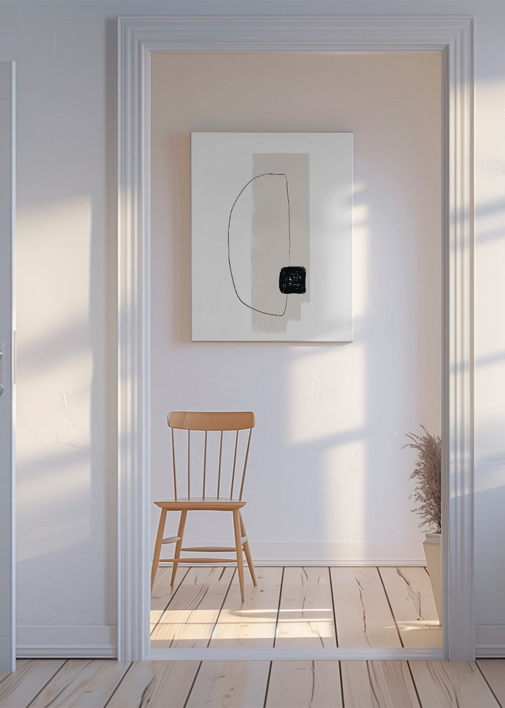 Minimalistische kunst met organische lijn