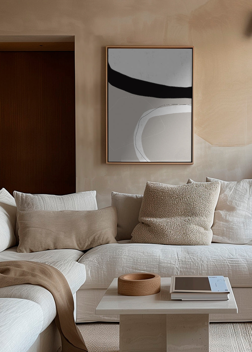 Abstract kunst met neutrale curven