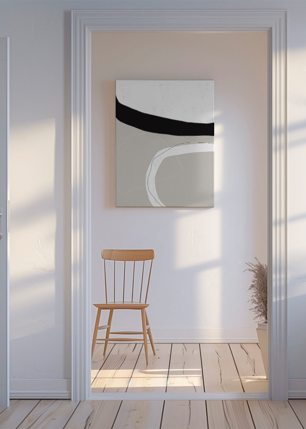 Abstract kunst met neutrale curven