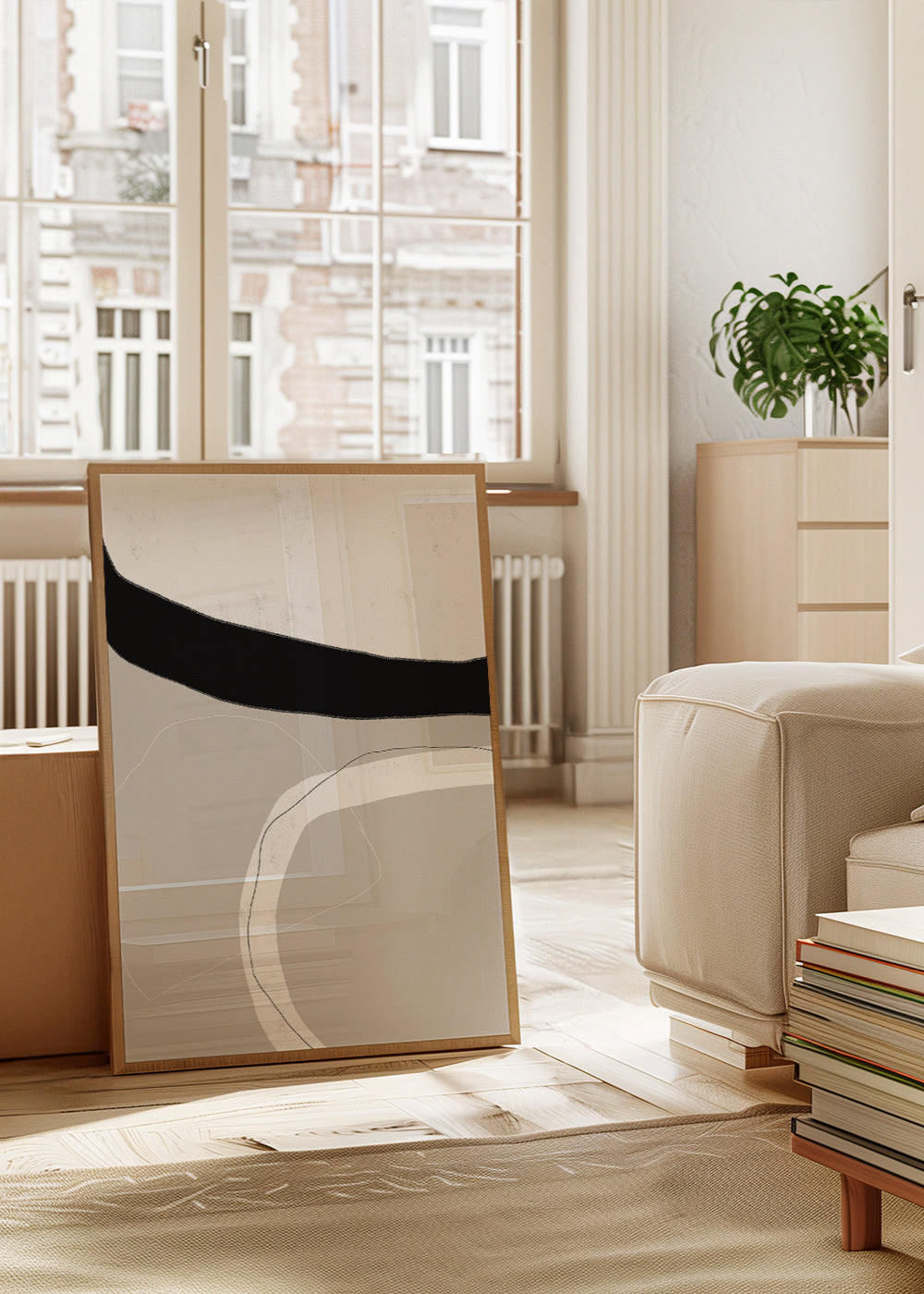 Abstract kunst met neutrale curven