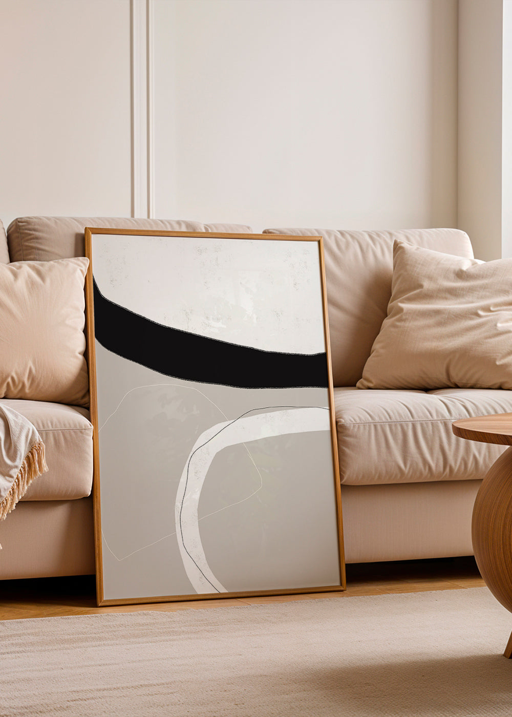 Abstract kunst met neutrale curven