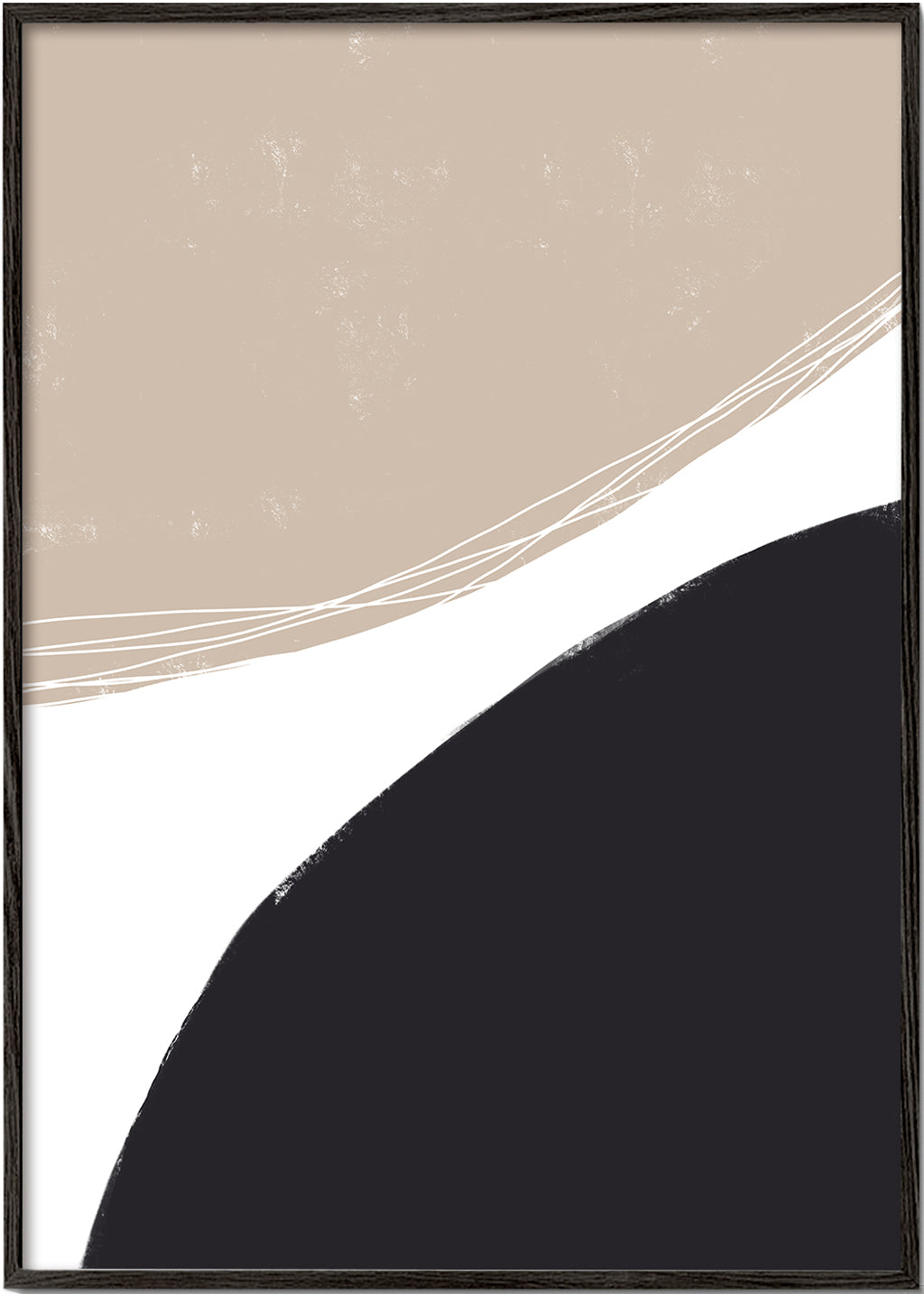 Minimalistische kunst met organische beige vormen