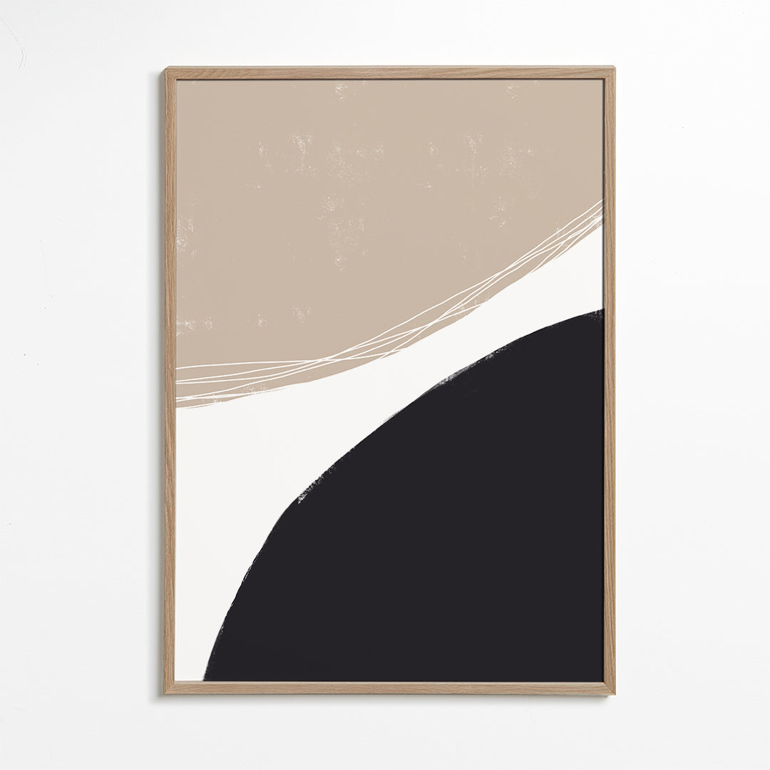 Minimalistische kunst met organische beige vormen
