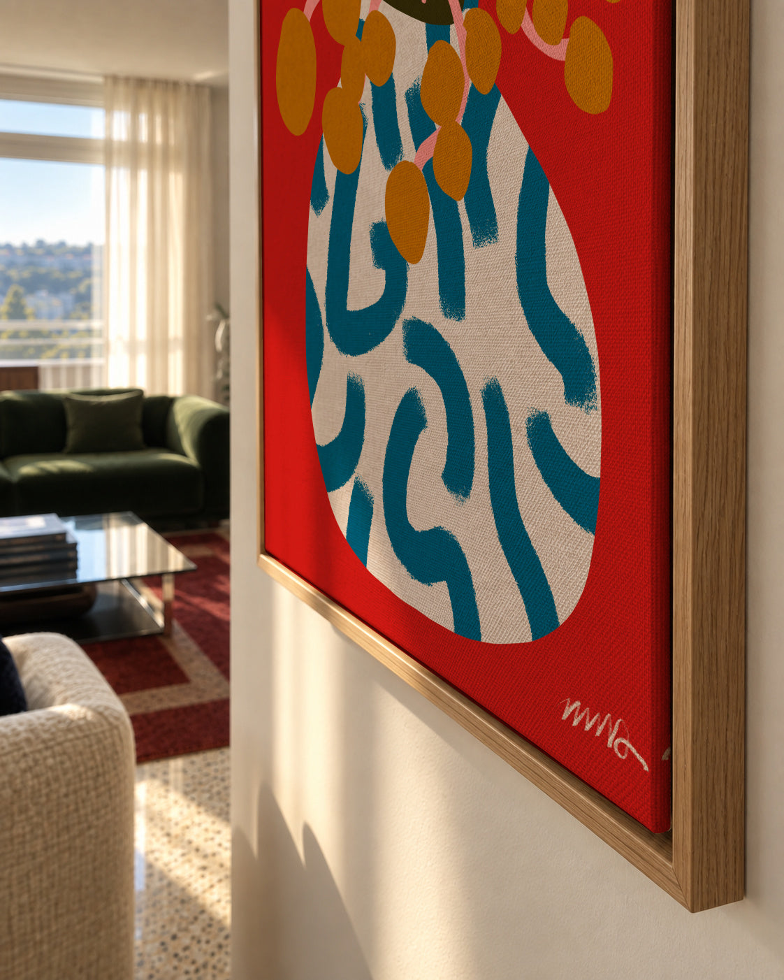 Gold Blooms Still Life - Framed canvas detail