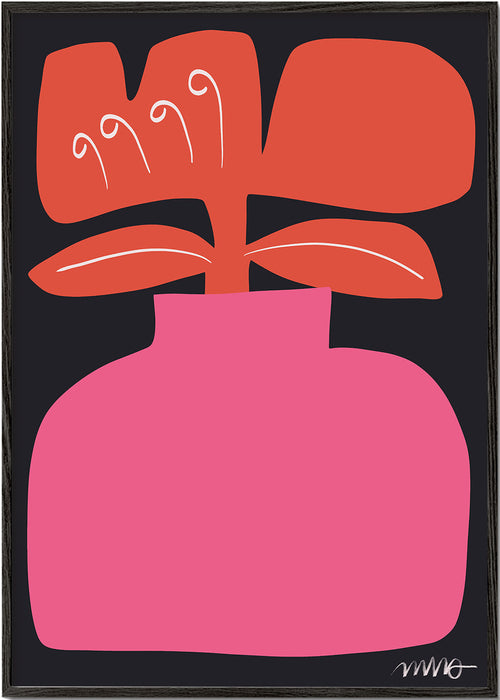 Botanische poster roze gestileerde bloem