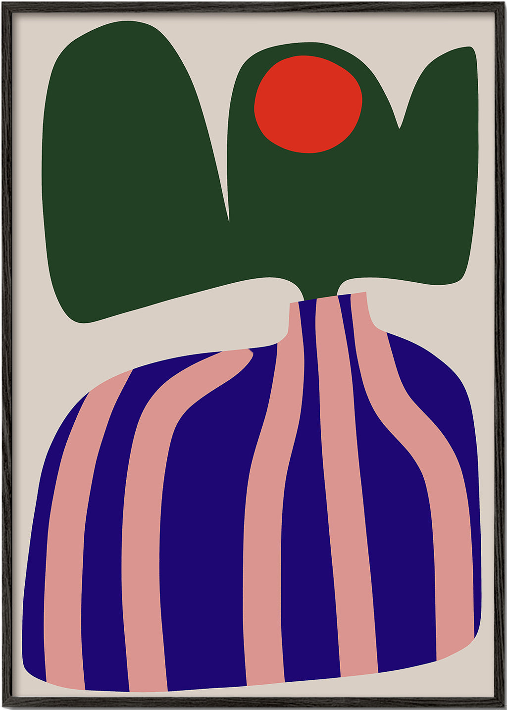 Botanische poster met organische roze en blauwe vormen