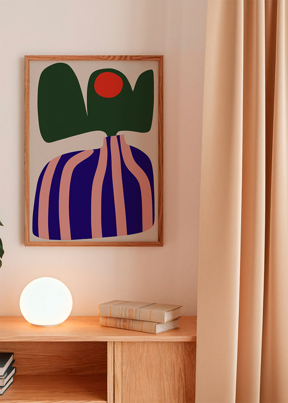 Botanische poster met organische roze en blauwe vormen