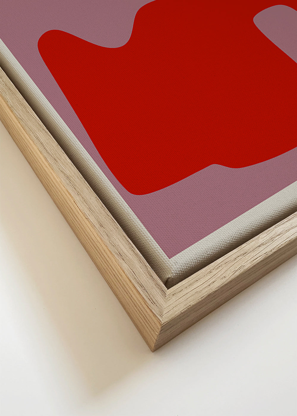 Abstract kunstwerk met organische rode vormen