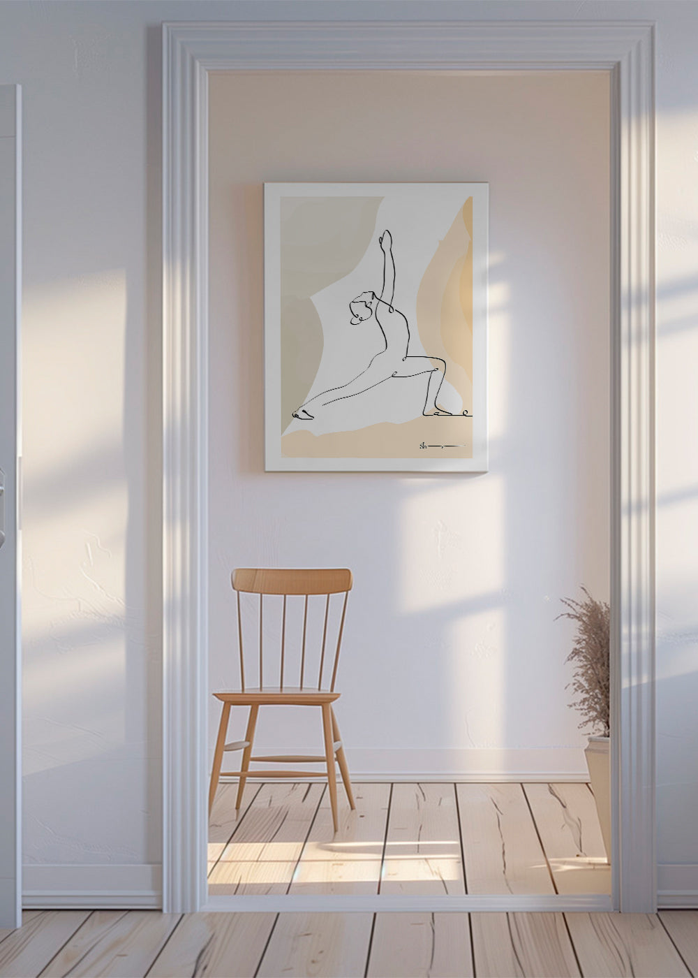 Rustgevend lijndesign: krijgershouding