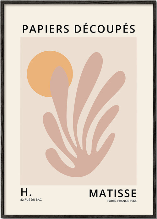 Botanische poster: roze uitsnede met zon