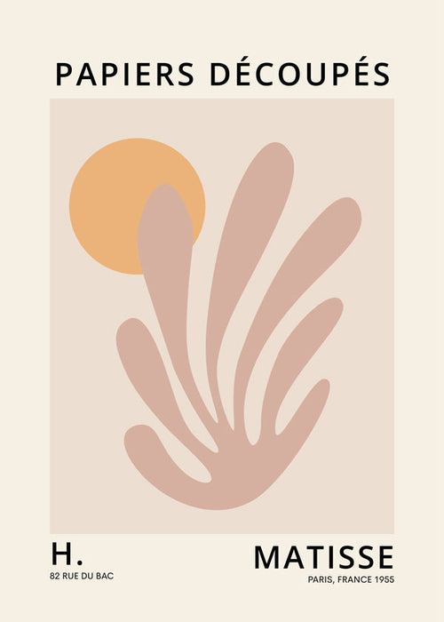 Botanische poster: roze uitsnede met zon