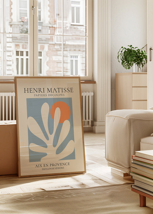 Botanische print Matisse blauw en oranje