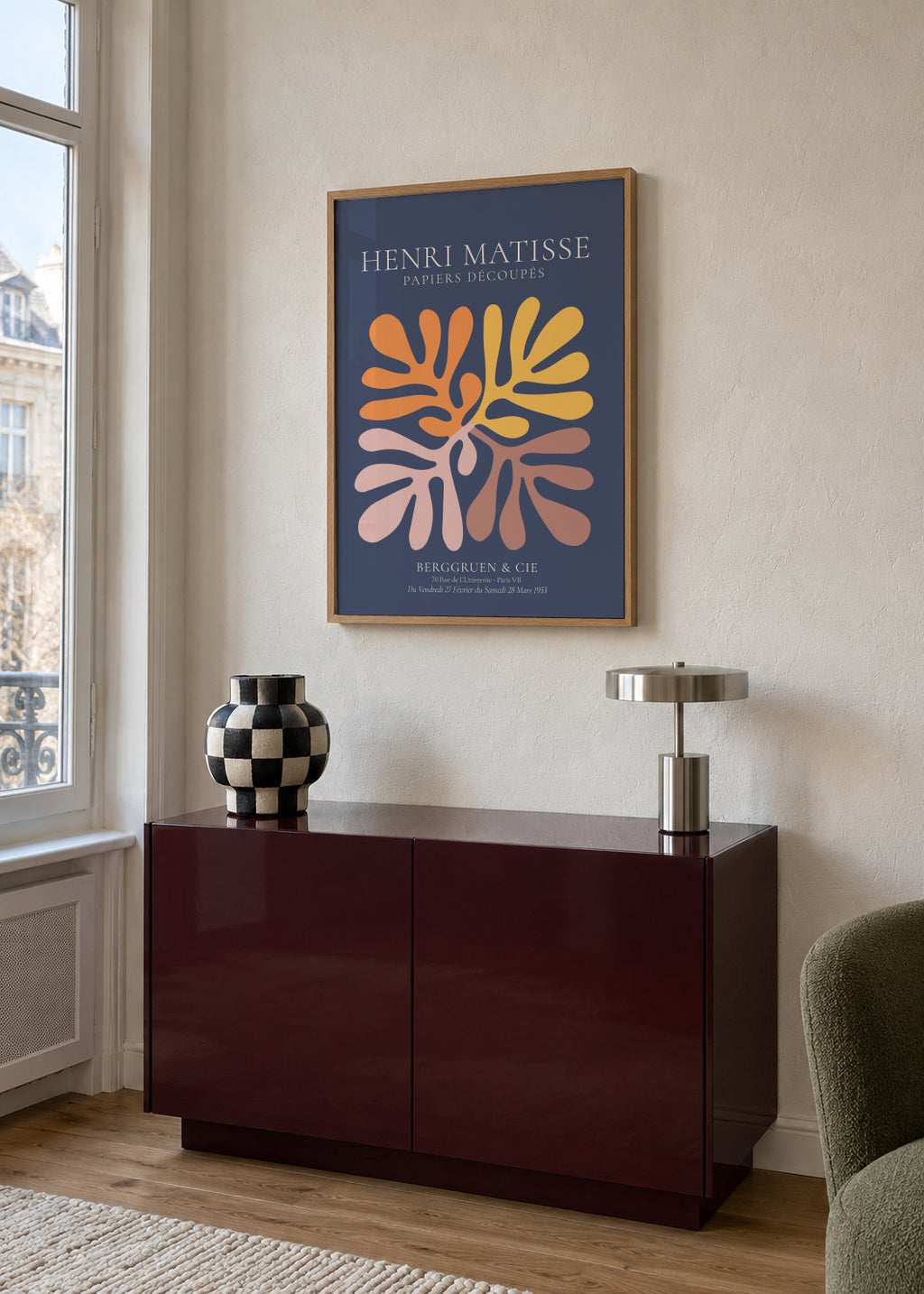 Henri Matisse NAVY papiers découpés I - Framed poster in an interior