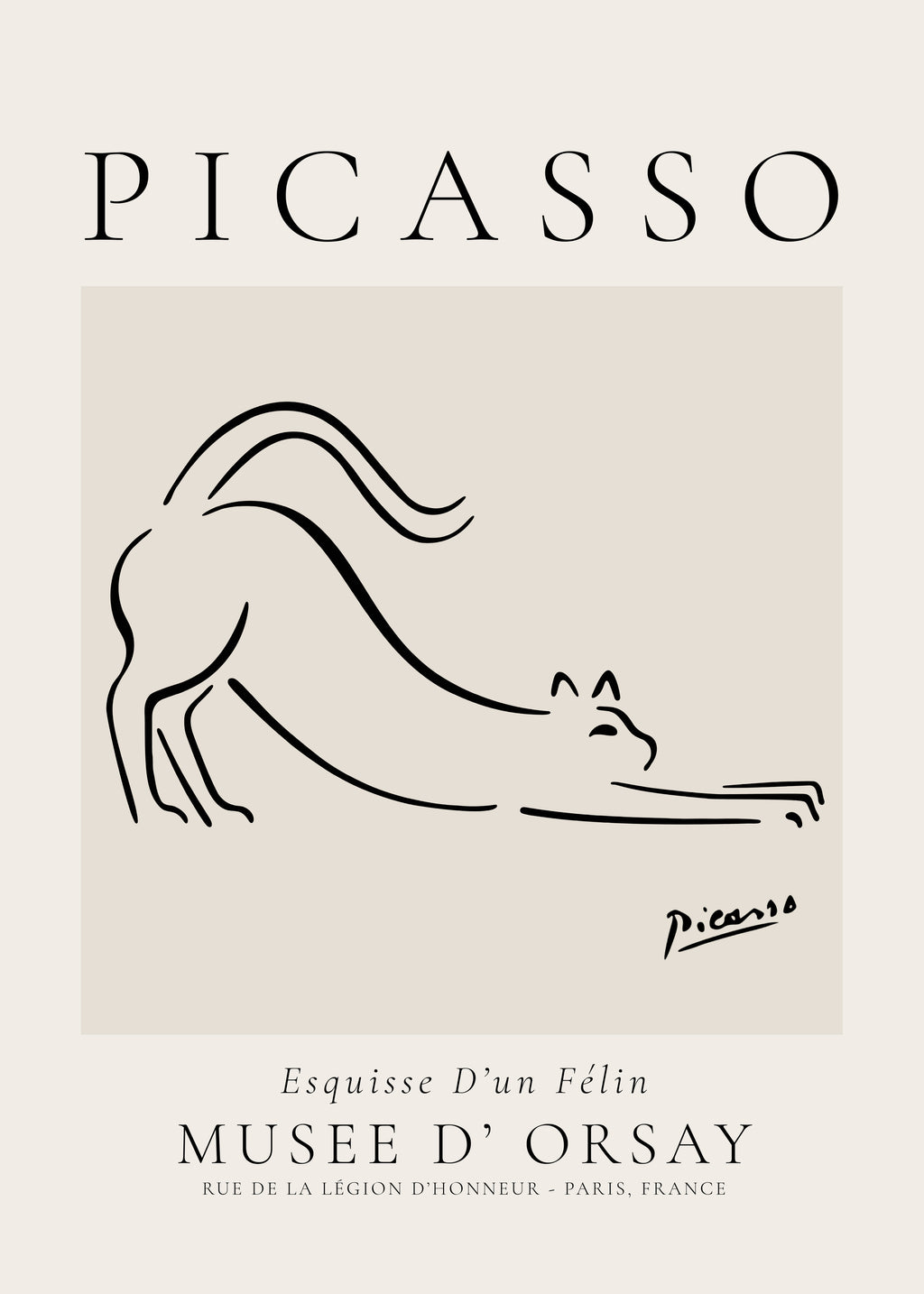 Pablo Picasso Animals Drawings the cat Esquisse D’un Félin - Unframed art print
