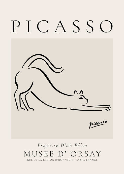 Pablo Picasso Animals Drawings the cat Esquisse D’un Félin - Obra sin marco