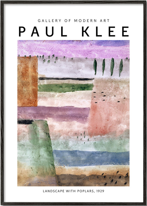 Landschapsschilderij met populieren in abstracte aquarel