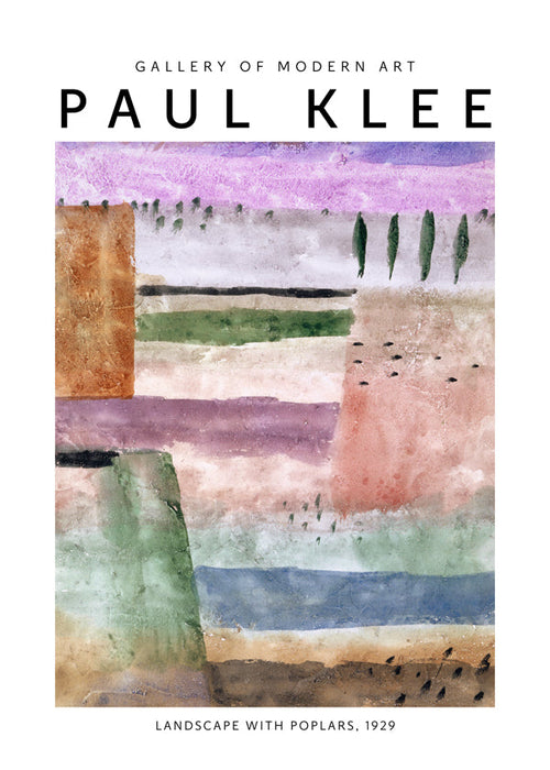 Landschapsschilderij met populieren in abstracte aquarel