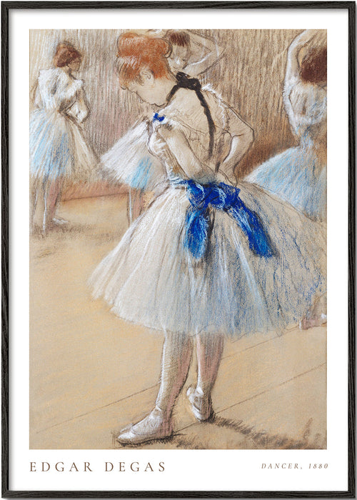Illustratie van ballerina met blauw lint