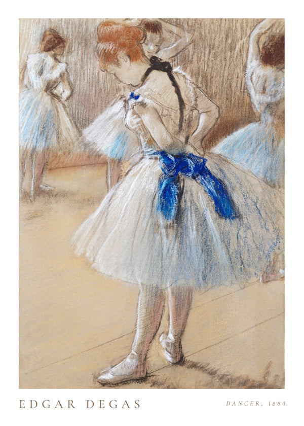 Illustratie van ballerina met blauw lint