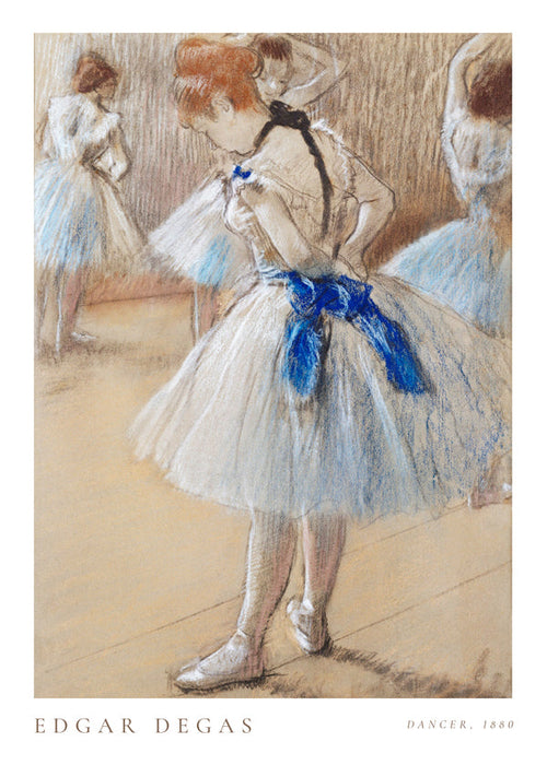 Illustratie van ballerina met blauw lint