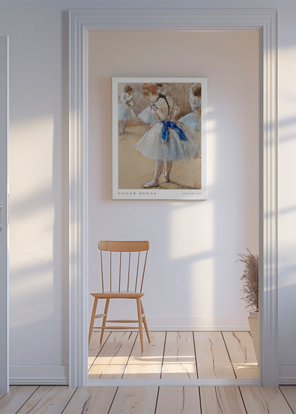 Illustratie van ballerina met blauw lint