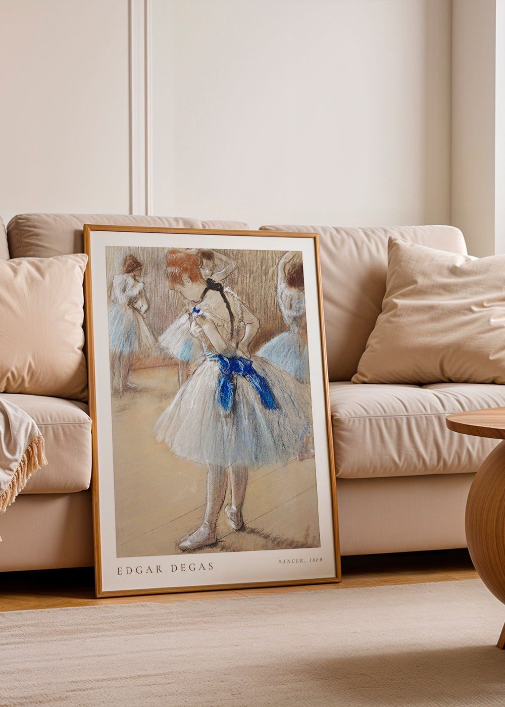 Illustratie van ballerina met blauw lint