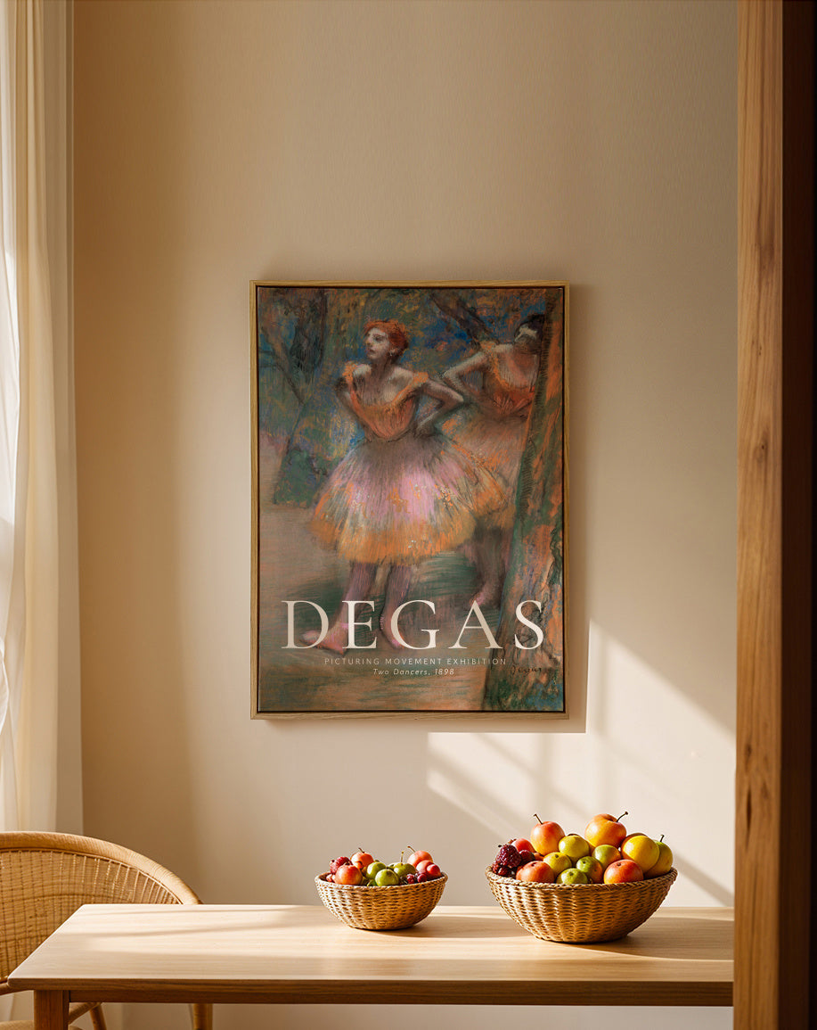 Edgar Degas Two Dancers - Framed canvas in an interior