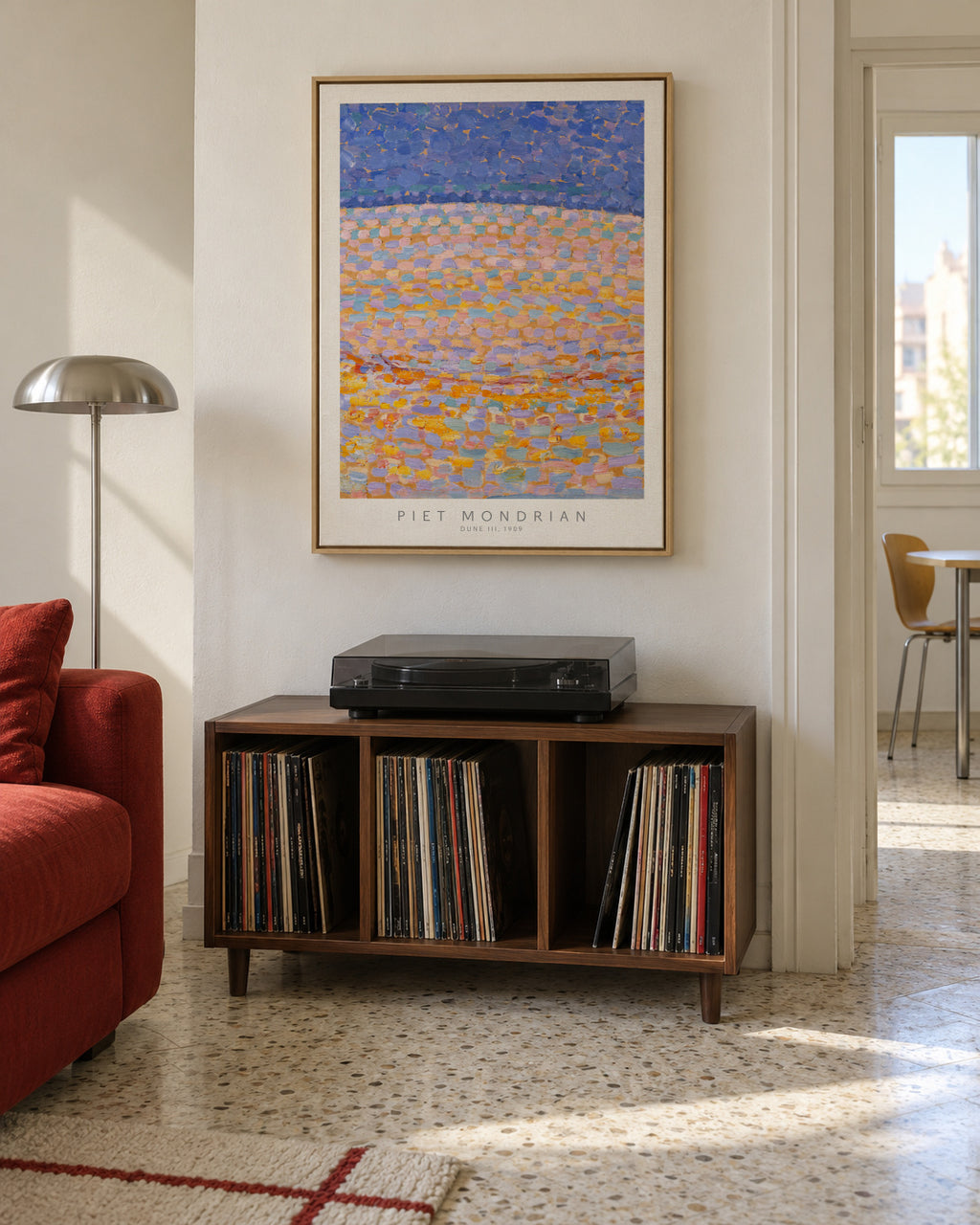 Piet Mondrian Dune III - Framed canvas in an interior