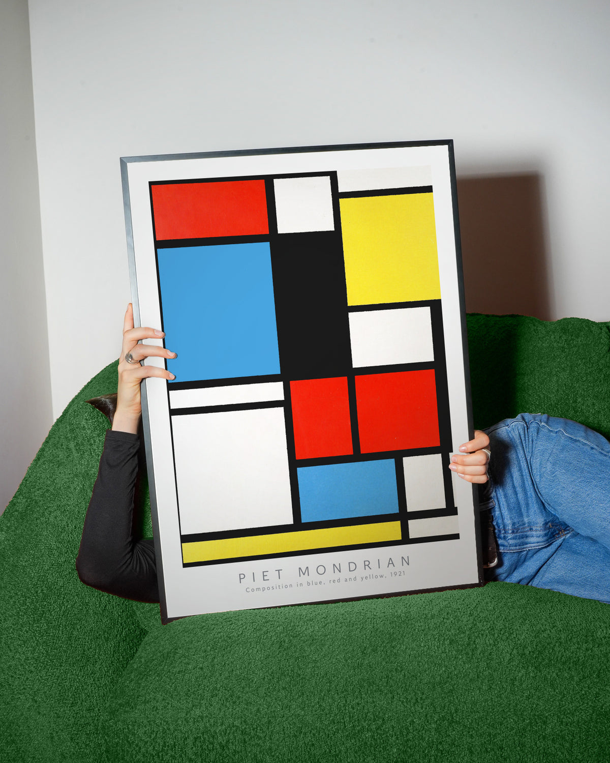 Piet Mondrian Dune Composition in blue, red and yellow, 1921 - Framed poster detail