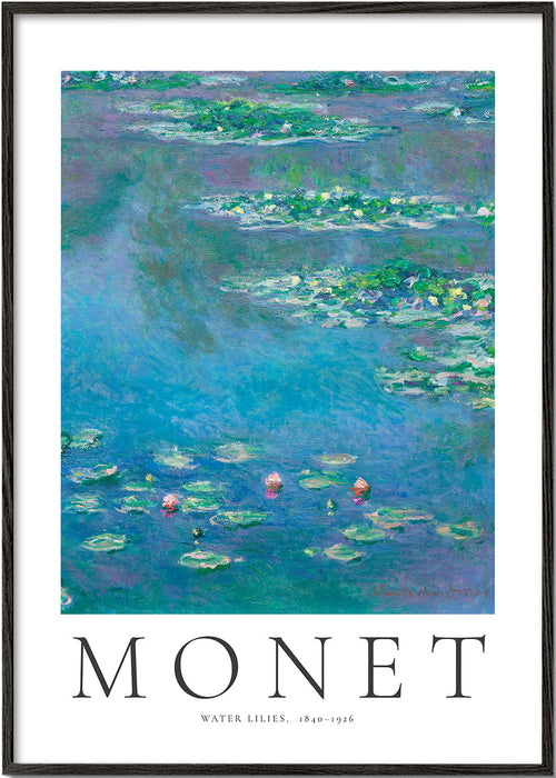 Botanische print: Waterlelies blauw-groen