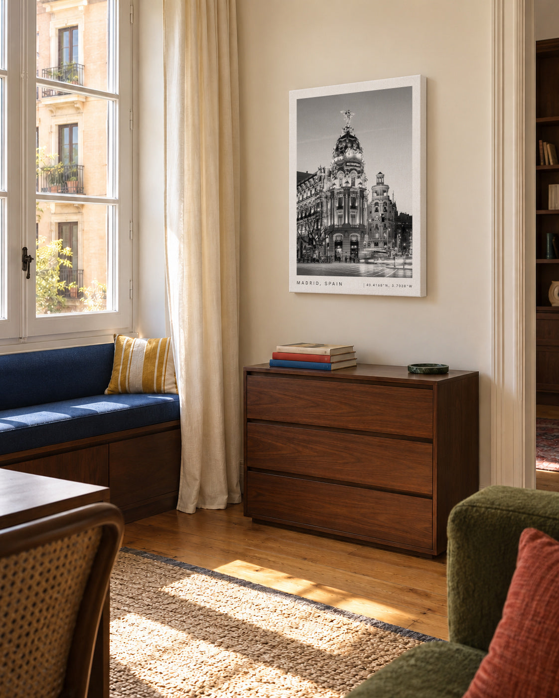 Madrid Spain coordinates poster - Unframed canvas in an interior