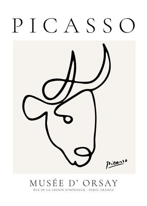 Stier in lijnenstijl van Picasso