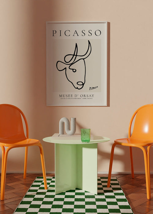 Stier in lijnenstijl van Picasso