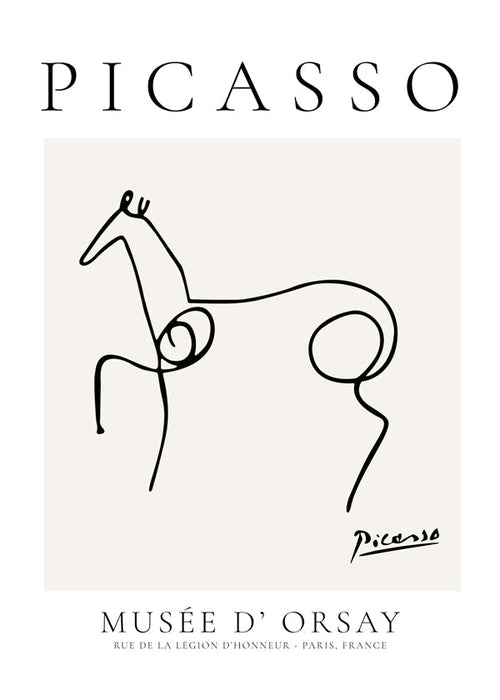 Dierenposter paard lijntekening van Picasso