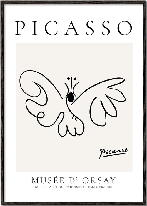 Dierenposter vlinder lijntekening in Picasso-stijl