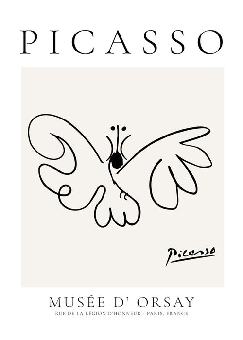 Dierenposter vlinder lijntekening in Picasso-stijl