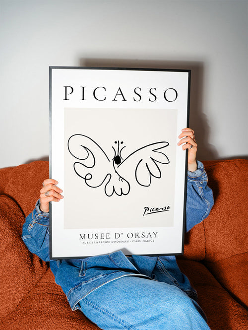 Dierenposter vlinder lijntekening in Picasso-stijl